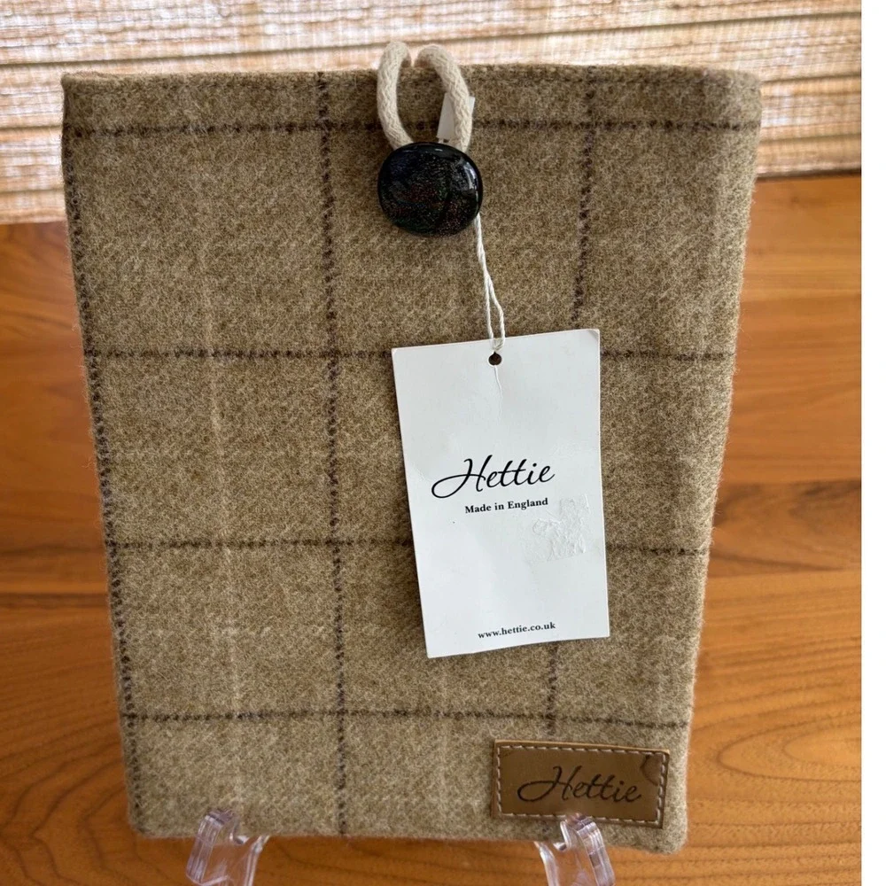 Hettie Tablet Case Small Tan Plaid British Wool Moon Cloth Tweed Sleeve
